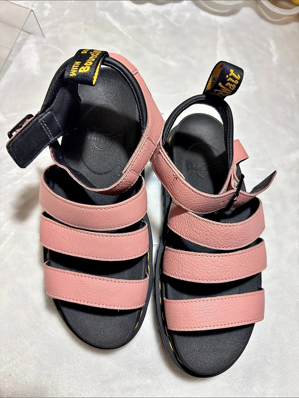 Dr. Martens Blaire Strappy Platform Sandals Pink & Black US 9 Like New